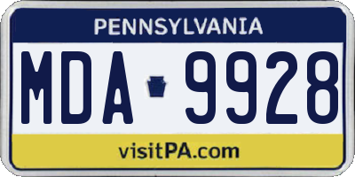 PA license plate MDA9928
