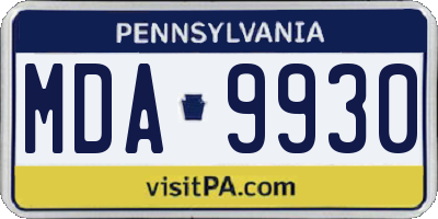 PA license plate MDA9930