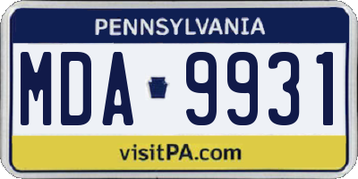 PA license plate MDA9931