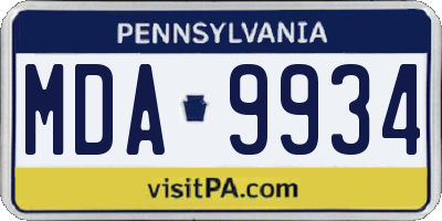 PA license plate MDA9934