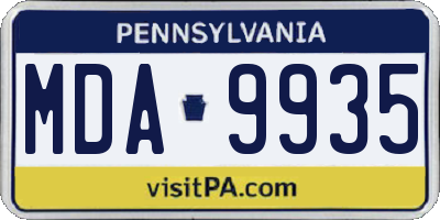 PA license plate MDA9935