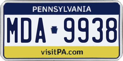 PA license plate MDA9938
