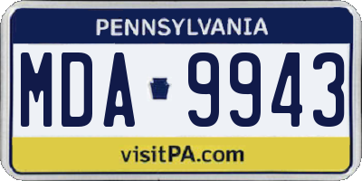 PA license plate MDA9943