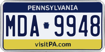 PA license plate MDA9948