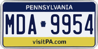 PA license plate MDA9954