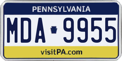 PA license plate MDA9955