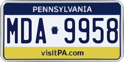 PA license plate MDA9958