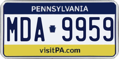 PA license plate MDA9959