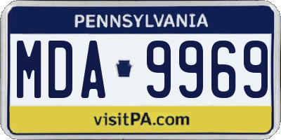 PA license plate MDA9969