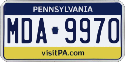 PA license plate MDA9970