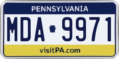 PA license plate MDA9971