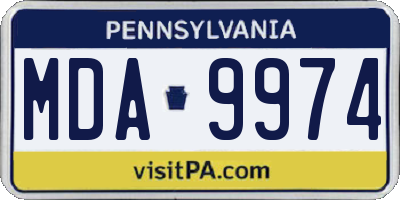 PA license plate MDA9974