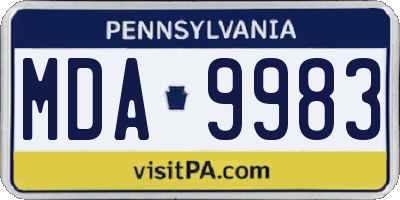 PA license plate MDA9983