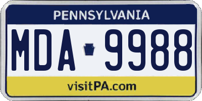 PA license plate MDA9988