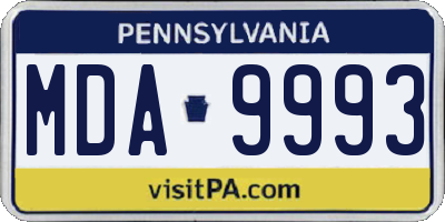 PA license plate MDA9993