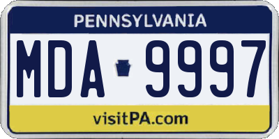 PA license plate MDA9997