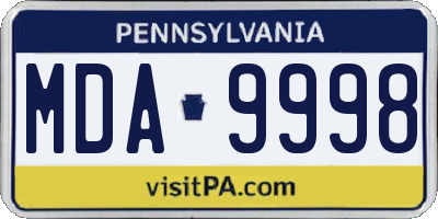 PA license plate MDA9998