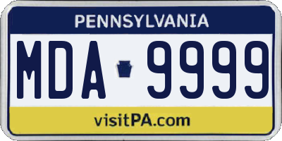 PA license plate MDA9999