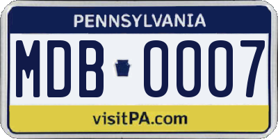 PA license plate MDB0007
