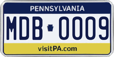 PA license plate MDB0009