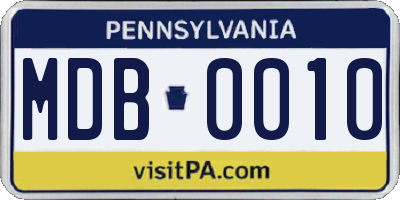 PA license plate MDB0010