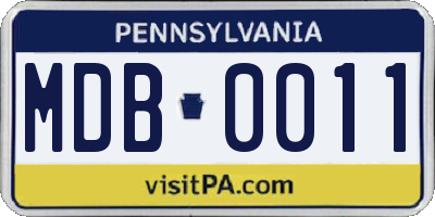 PA license plate MDB0011