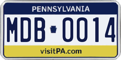 PA license plate MDB0014