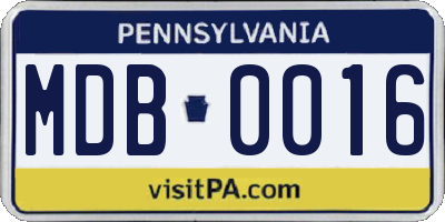 PA license plate MDB0016