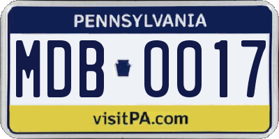 PA license plate MDB0017