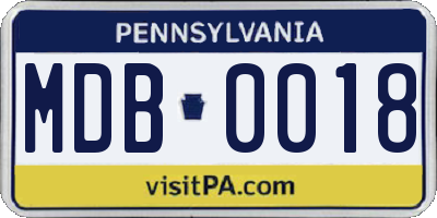 PA license plate MDB0018