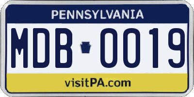 PA license plate MDB0019