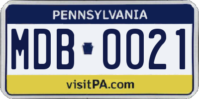 PA license plate MDB0021