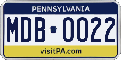 PA license plate MDB0022