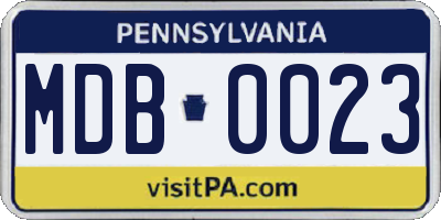 PA license plate MDB0023
