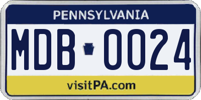 PA license plate MDB0024