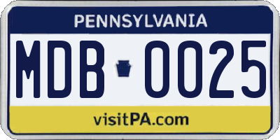 PA license plate MDB0025
