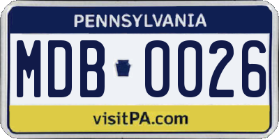 PA license plate MDB0026