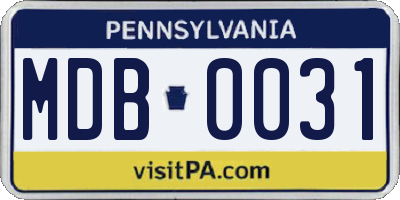 PA license plate MDB0031