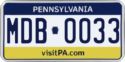 PA license plate MDB0033