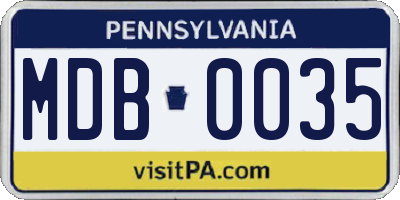 PA license plate MDB0035