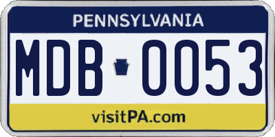 PA license plate MDB0053