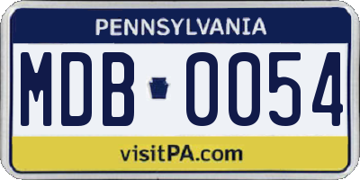 PA license plate MDB0054