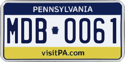 PA license plate MDB0061