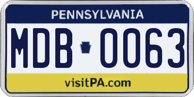 PA license plate MDB0063