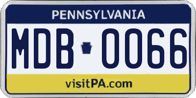 PA license plate MDB0066