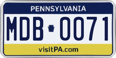 PA license plate MDB0071