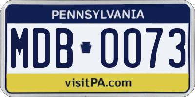 PA license plate MDB0073