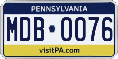 PA license plate MDB0076