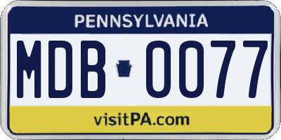 PA license plate MDB0077