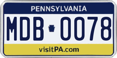 PA license plate MDB0078